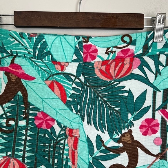 Talbots Scalloped Hem Tropical Monkey Printed Cotton Blend Shorts Sz 10 - Picture 4 of 13